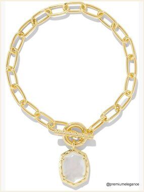 Paperclip Chain Link Bracelet with Ivory Mother-of-Pearl Charms for Women